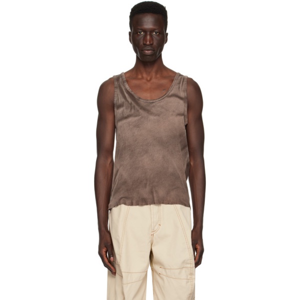  Edward Cuming Brown Raw Edge Tank Top 241470M214000