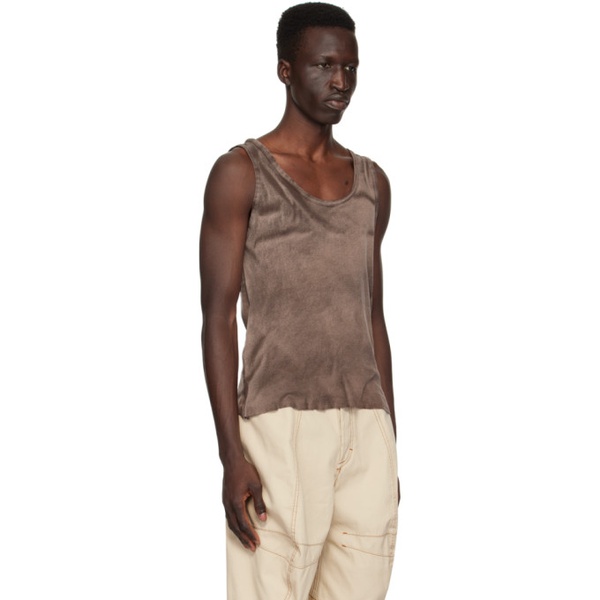  Edward Cuming Brown Raw Edge Tank Top 241470M214000