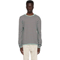 Edward Cuming Green & Burgundy Stripe Sweater 241470M201002