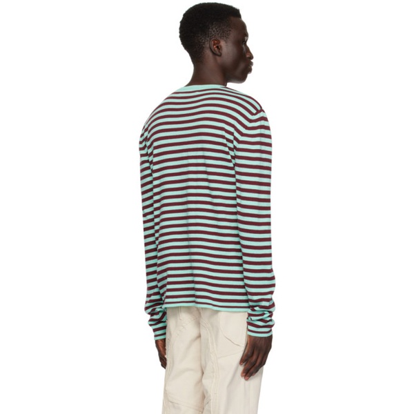  Edward Cuming Green & Burgundy Stripe Sweater 241470M201002