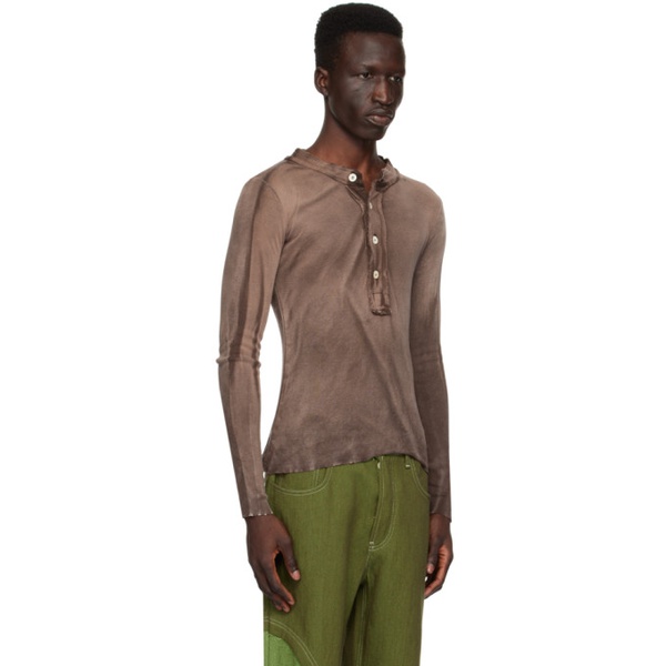  Edward Cuming Brown Raw Edge Henley 241470M192005