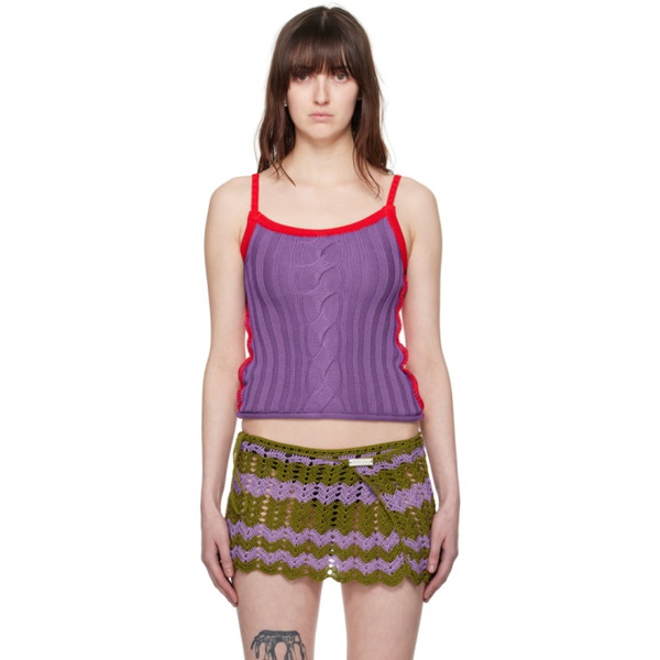  Edward Cuming Purple & Red Cable Tank Top 241470F111001