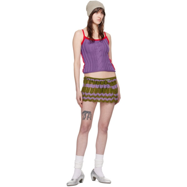  Edward Cuming Purple & Red Cable Tank Top 241470F111001