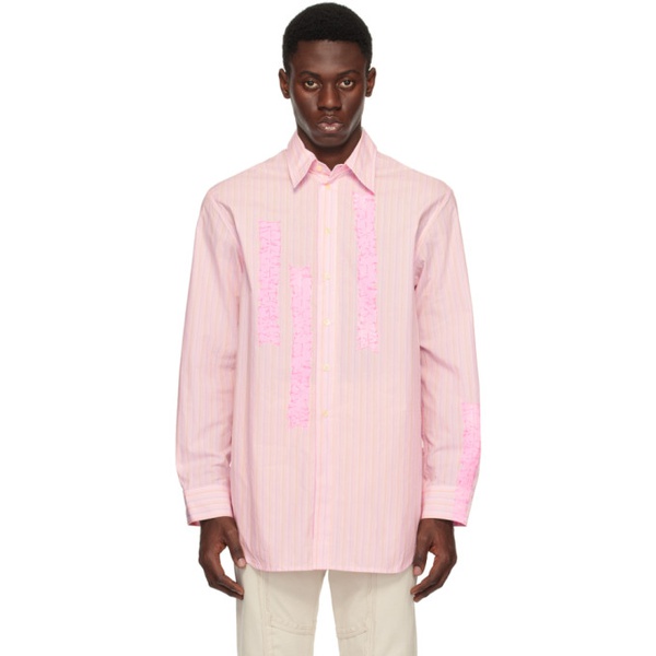  Edward Cuming Pink Striped Shirt 241470M192014