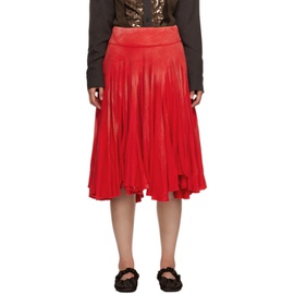 Edward Cuming Red Gathered Midi Skirt 232470F092002