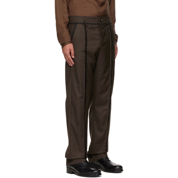  Edward Cuming SSENSE Exclusive Brown Peek-A-Boo Trousers 222470M191008