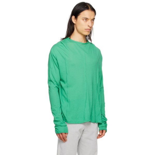  Edward Cuming Green Darted Long Sleeve T-Shirt 231470M213001