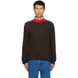 Edward Cuming Brown & Red Contrast Sweater 232470M201000