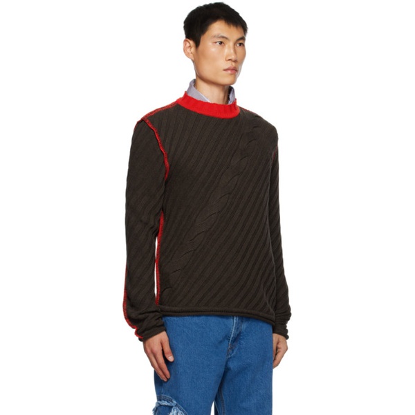  Edward Cuming Brown & Red Contrast Sweater 232470M201000