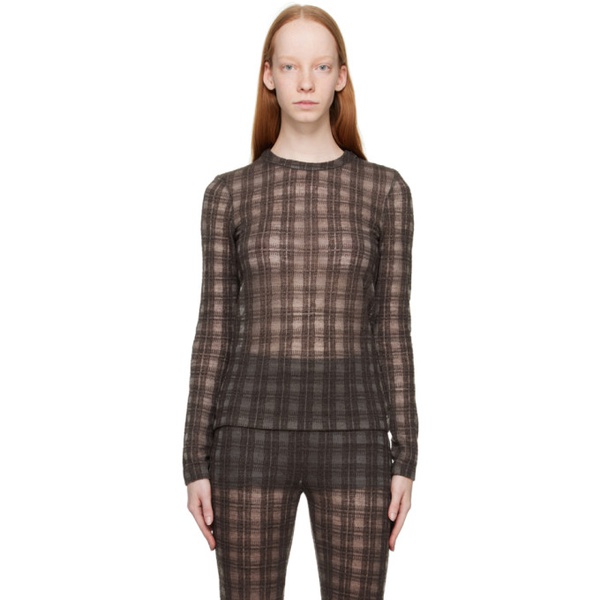  Elleme Brown Check Sweater 222790F096000