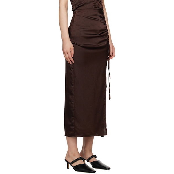  Elleme Brown Ruched Midi Skirt 231790F092006