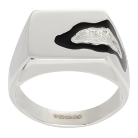 Ellie Mercer Silver & Black Island Texture Ring 241979M147001