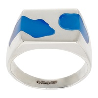 Ellie Mercer SSENSE Exclusive Silver & Blue Two Piece Ring 241979M147017
