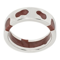 Ellie Mercer Silver & Brown Classic Band Ring 241979M147008