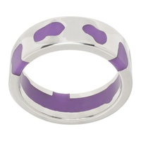 Ellie Mercer SSENSE Exclusive Silver & Purple Classic Band Ring 241979M147022