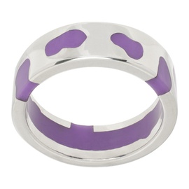 Ellie Mercer SSENSE Exclusive Silver & Purple Classic Band Ring 241979M147022