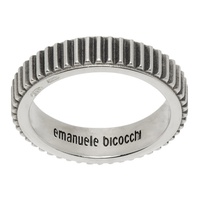 엠마누엘레 비꼬끼 Emanuele Bicocchi Silver Striped Band Ring 241883M147012