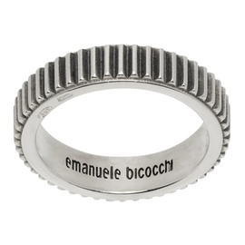 엠마누엘레 비꼬끼 Emanuele Bicocchi Silver Striped Band Ring 241883M147012