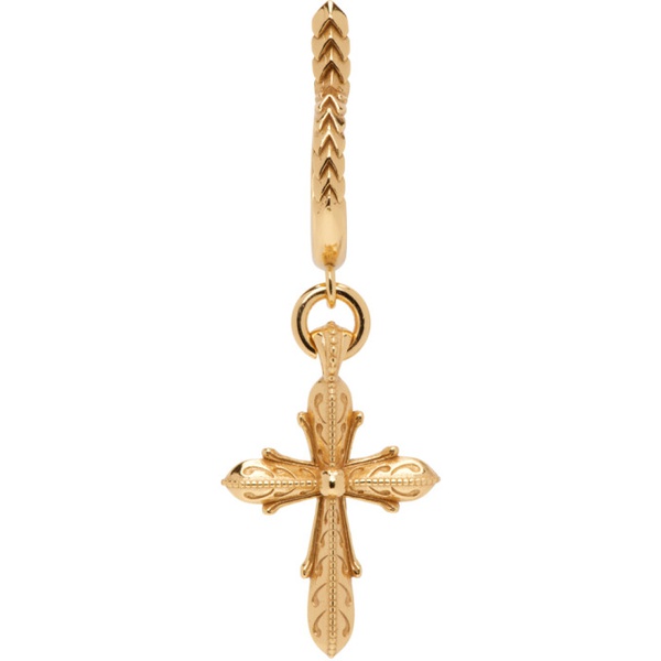  엠마누엘레 비꼬끼 Emanuele Bicocchi Gold Gothic Cross Single Earring 241883M144020