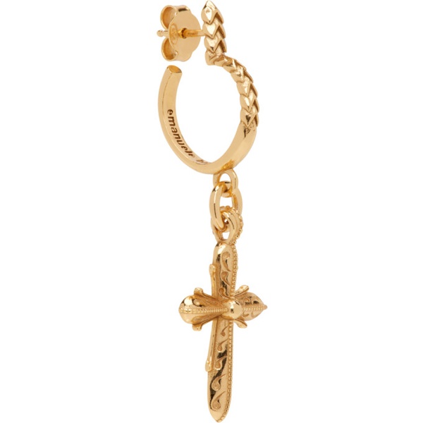  엠마누엘레 비꼬끼 Emanuele Bicocchi Gold Gothic Cross Single Earring 241883M144020