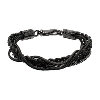 엠마누엘레 비꼬끼 Emanuele Bicocchi Black Chain And Braided Bracelet 241883M142039