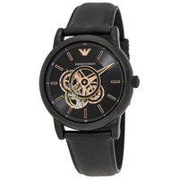 Emporio Armani MEN'S Chronograph Leather Black (Skeleton Center) Dial Watch AR60012