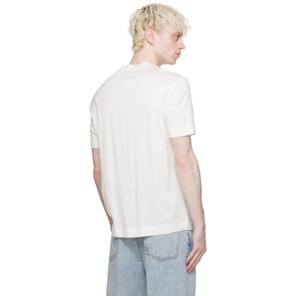  Emporio Armani 오프화이트 Off-White Embroidered T-Shirt 241951M213010