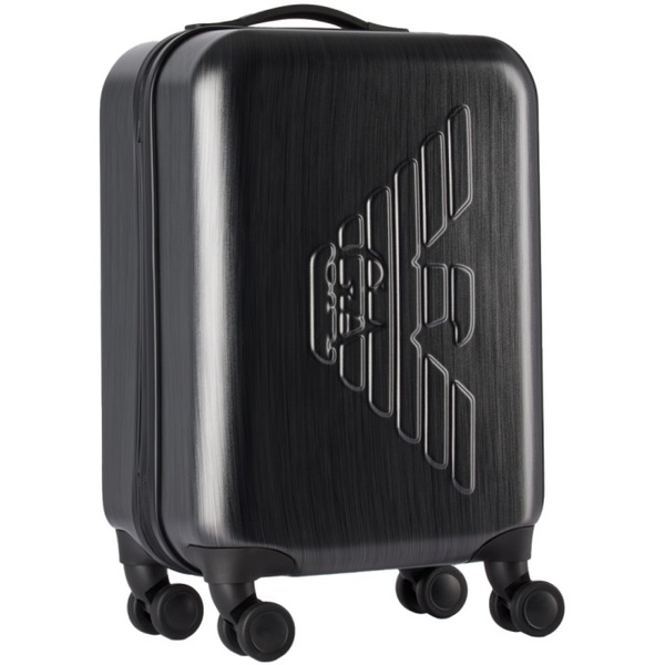  Emporio Armani Gray Embossed Eagle Carry-On Suitcase 241951M173000