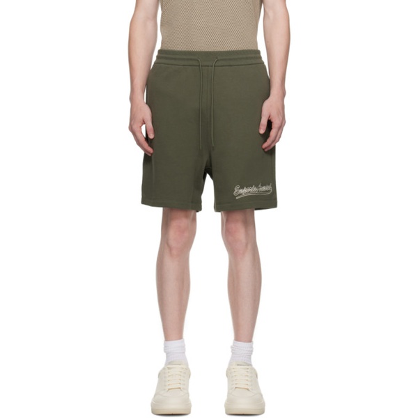  Emporio Armani Green Embroidered Shorts 232951M193000