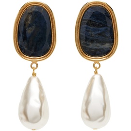 에르뎀 Erdem Blue Stone & Pearl Drop Earrings 221641F022036