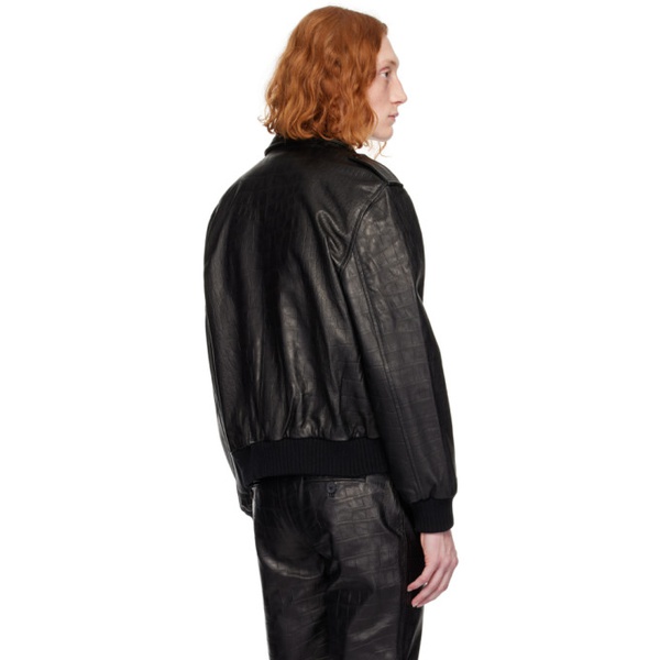  어니스트 더블유 베이커 Ernest W. Baker Black Croc-Embossed Leather Jacket 241600M175004