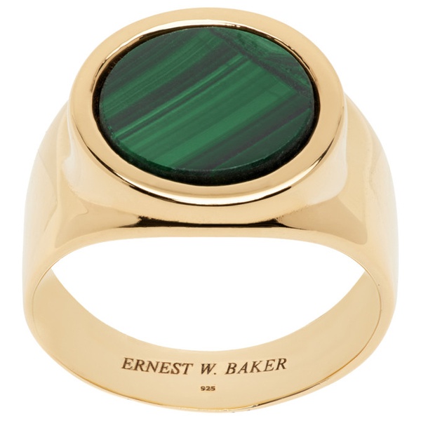  어니스트 더블유 베이커 Ernest W. Baker Gold Malachite Stone Ring 241600M147005