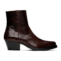 어니스트 더블유 베이커 Ernest W. Baker Brown Crocodile Western Boots 241600M228004