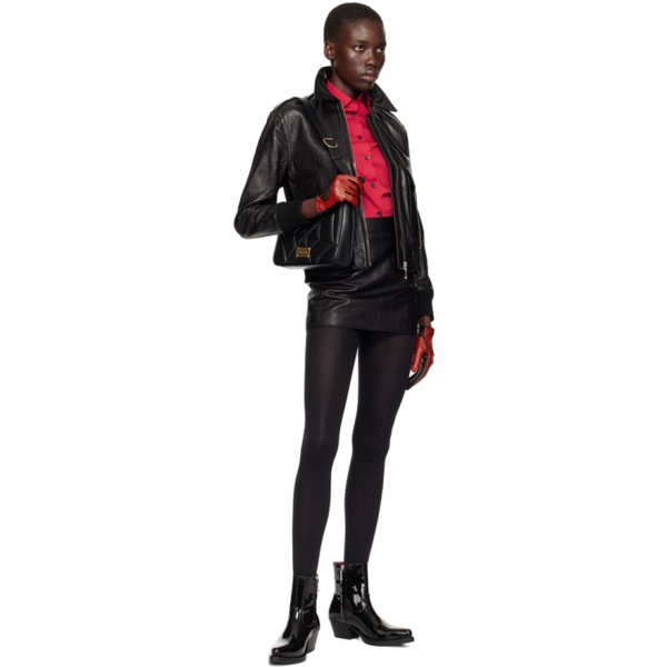  어니스트 더블유 베이커 Ernest W. Baker SSENSE Exclusive Black Leather Miniskirt 241600F090007