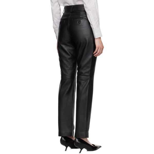  어니스트 더블유 베이커 Ernest W. Baker Black Straight-Fit Leather Pants 232600F084000