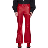 어니스트 더블유 베이커 Ernest W. Baker Red Flared Leather Trousers 232600M189003