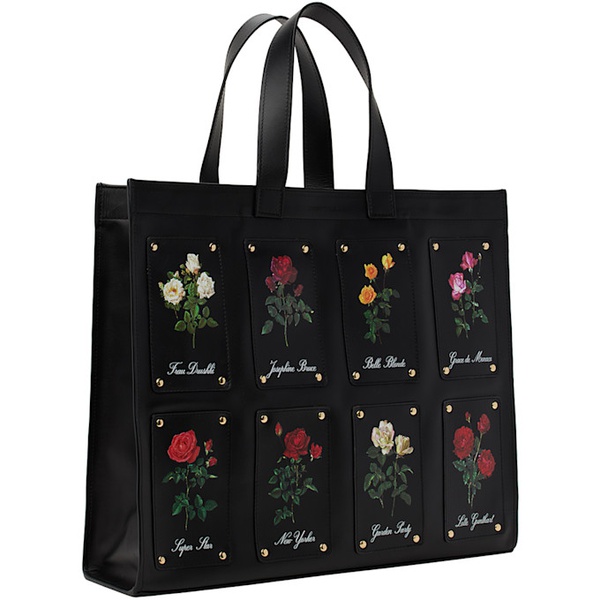  어니스트 더블유 베이커 Ernest W. Baker Black Patched Rose Shopper Tote 231600M172000