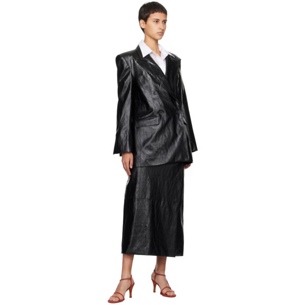  Esse Studios Black Milos Faux-Leather Maxi Skirt 241475F093002