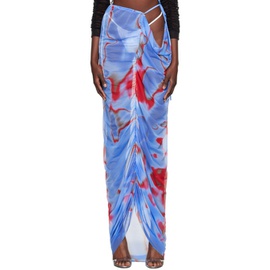 Ester Manas Blue Ruched Maxi Skirt 232463F093000