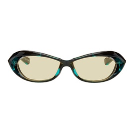 FACTORY900 SSENSE Exclusive Black & Green Wraparound Sunglasses 241196M134010