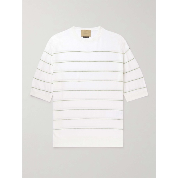  FEDERICO CURRADI Linen-Trimmed Striped Cotton T-Shirt 1647597318111063