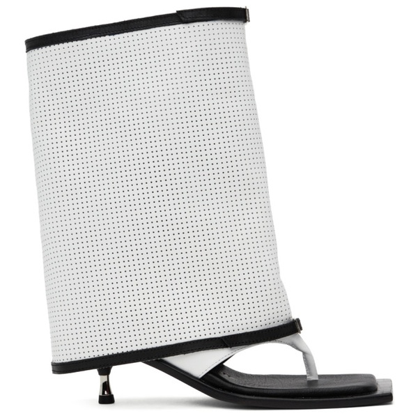  FIDAN NOVRUZOVA White Kaia Stiletto Heel Cropped Perforated Sandals 241953F122003