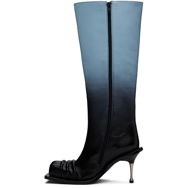  FIDAN NOVRUZOVA Blue & Black Stiletto Heel Classic Square Toe Boots 241953F115001