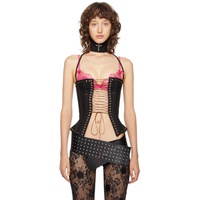 FanciClub Black Lace-Up Denim Corset 241730F111013