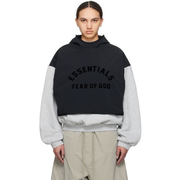  피어오브갓 Fear of God 에센셜 ESSENTIALS Gray & Black Bonded Hoodie 241161F097007