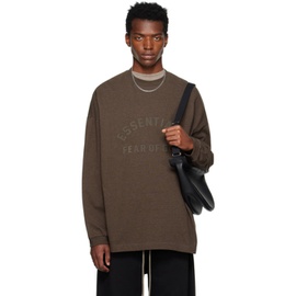 피어오브갓 Fear of God 에센셜 ESSENTIALS Brown Crewneck Long Sleeve T-Shirt 242161M213000