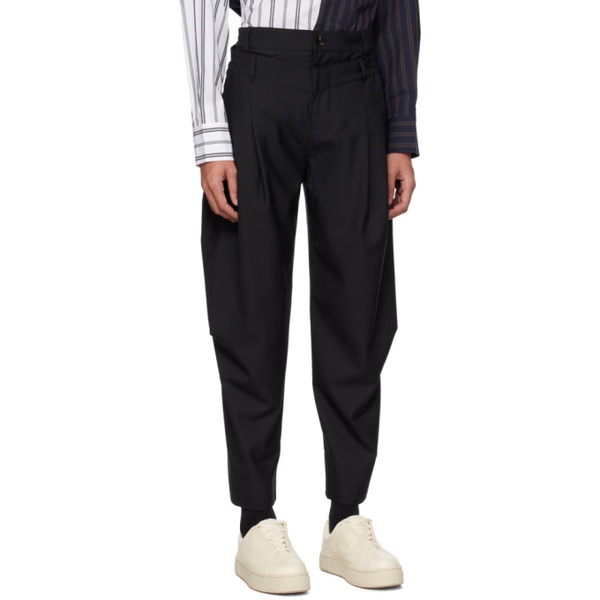  펑첸왕 Feng Chen Wang Black Striped Trousers 231107M191022