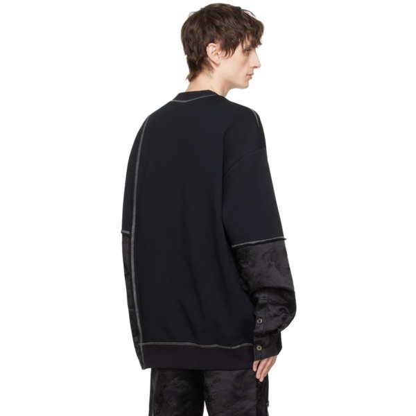  펑첸왕 Feng Chen Wang Black Paneled Sweatshirt 241107M204001