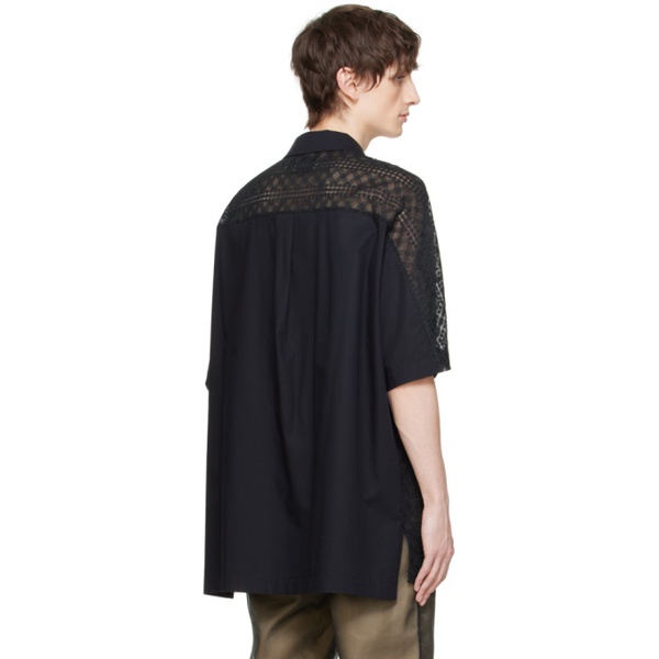  펑첸왕 Feng Chen Wang Black Lace Overlay Shirt 241107M192004