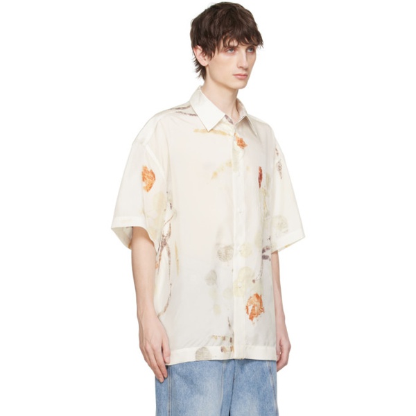  펑첸왕 Feng Chen Wang White Plant-Dyed Shirt 241107M192005